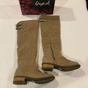 Suade knee high distressed boots